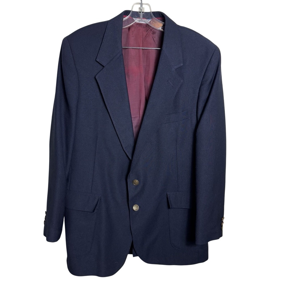 Vintage 70s Levi Strauss Navy Blue Blazer Suit Jacket Two Button Made in USA